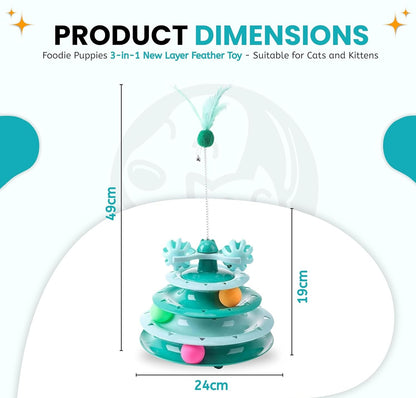 Interactive Cat Tower Toy with Rolling Balls & Feather Wand