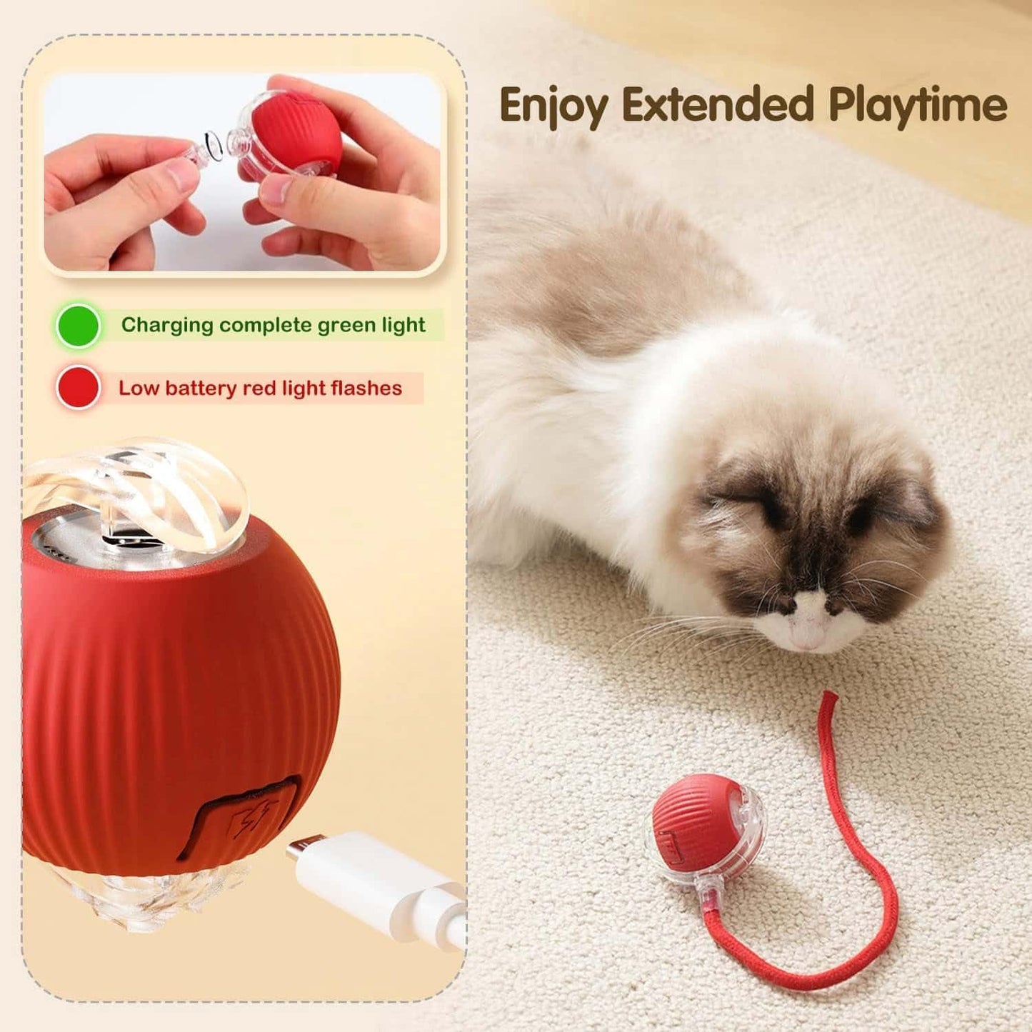 Interactive Rolling Cat Toy – Smart Motion Ball with Tail