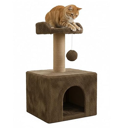 Cat Tree Condo with Scratching Post & Hanging Ball Toy
