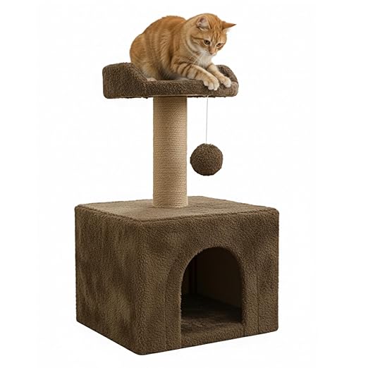 Cat Tree Condo with Scratching Post & Hanging Ball Toy